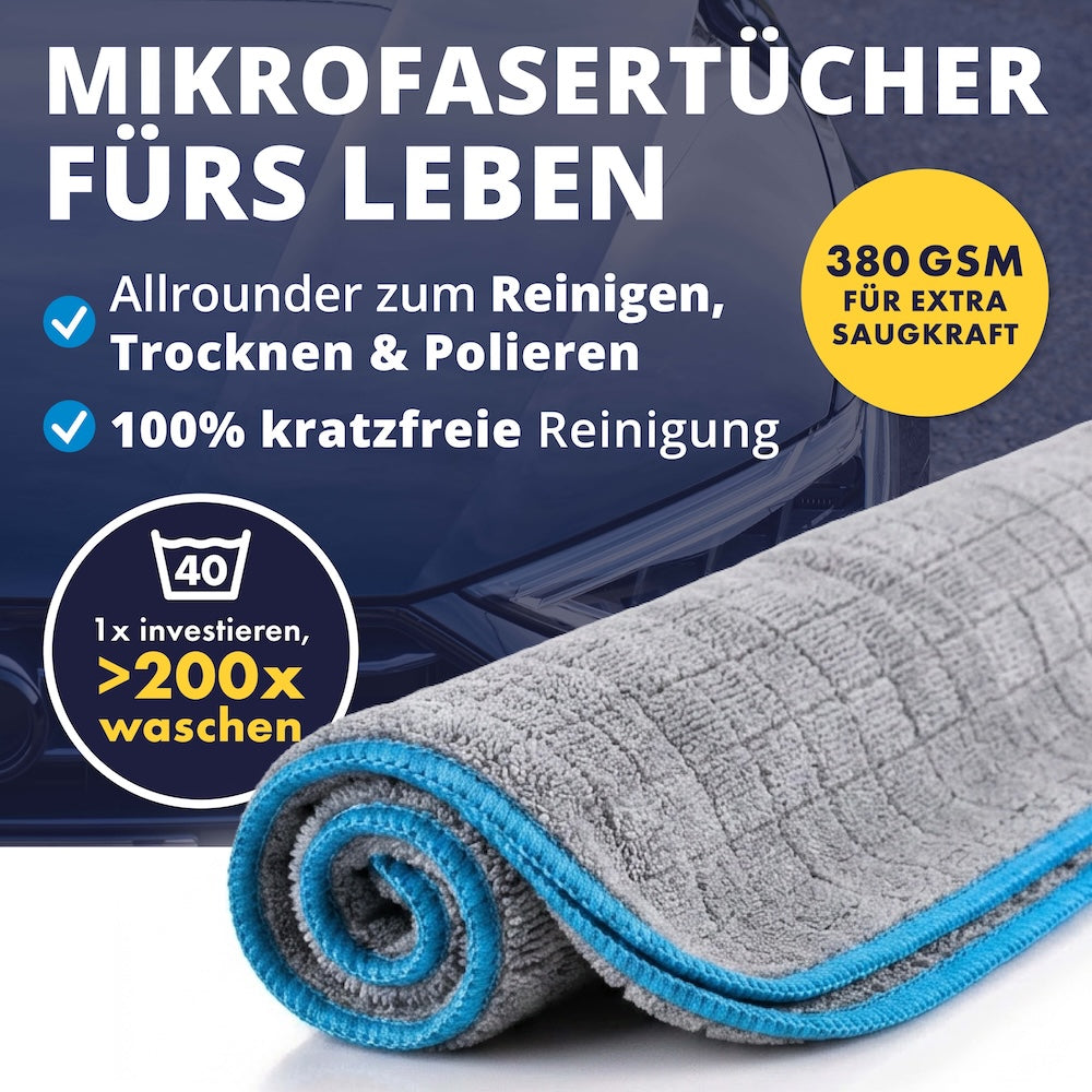 Entwickelt für hunderte Anwendungen=>Auch nach unzähligen Einsätzen behalten unsere Tücher ihre Form und Performance. Die hochwertigen Nähte mit vernähten Rundecken machen sie extrem langlebig und widerstandsfähig, selbst nach hunderten Waschgängen.
