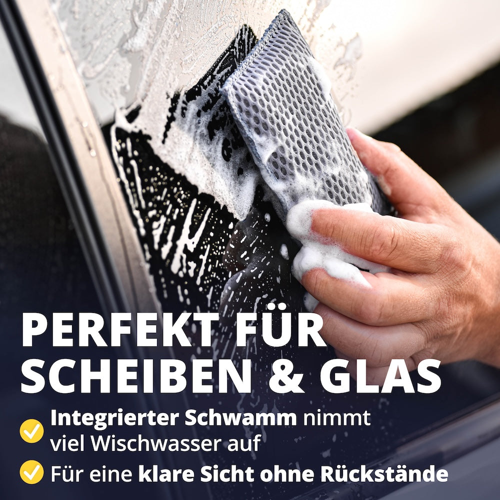 Saugstarker Kern=>Im inneren der Pads befindet sich ein saugstarker Schwamm, der Wischwasser mühelos aufnimmt und so für eine makellose Reinigung ohne Rückstände sorgt – ideal für Glas & Scheiben!