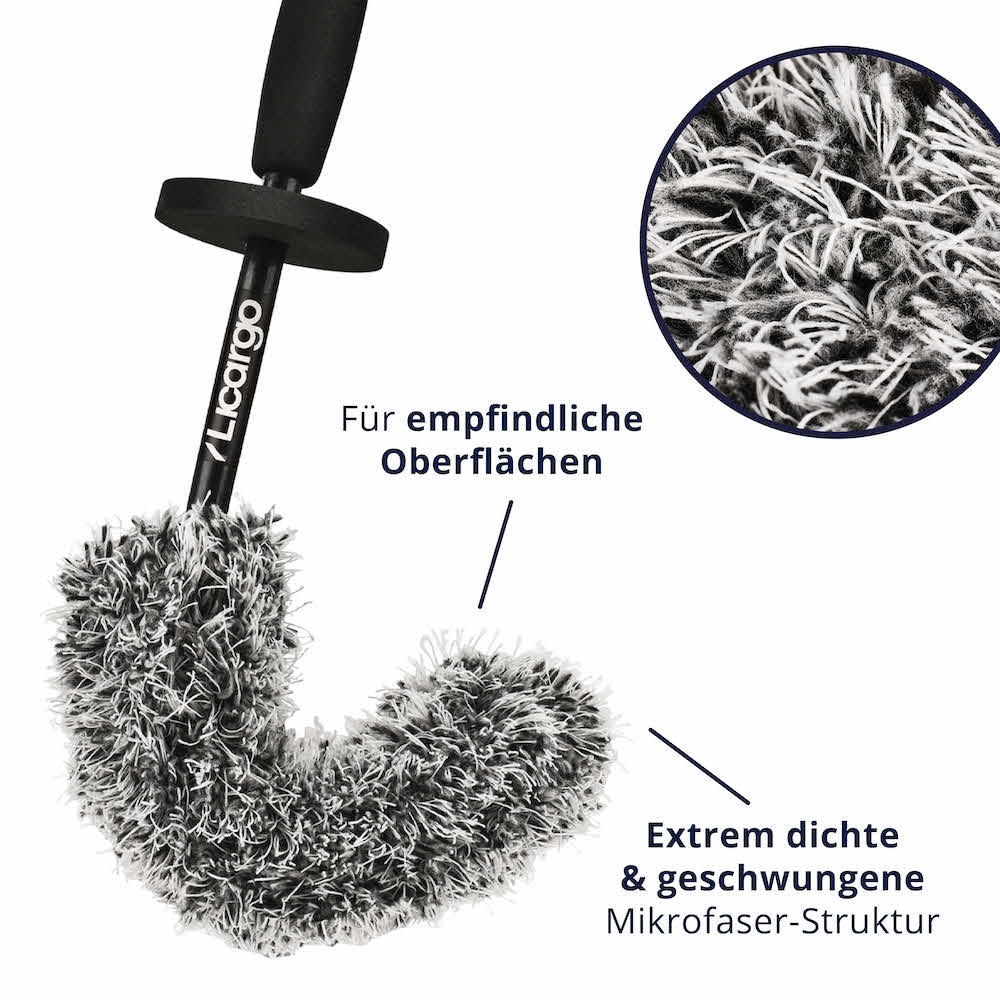Hochwertige Mikrofasern=>Die Mikrofasern sind in der Lage, selbst hartnäckigen Schmutz und Bremsstaub gründlich zu entfernen, während sie gleichzeitig schonend zur Felge sind.