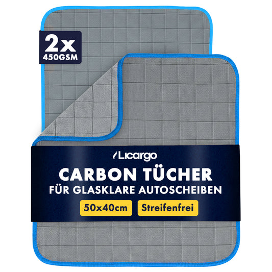 Glasklare Autoscheiben=>Unsere Carbon-Mikrofasertücher liefern eine streifenfreie Reinigung und hinterlassen Deine Autoscheiben glasklar – selbst bei hartnäckigem Schmutz.