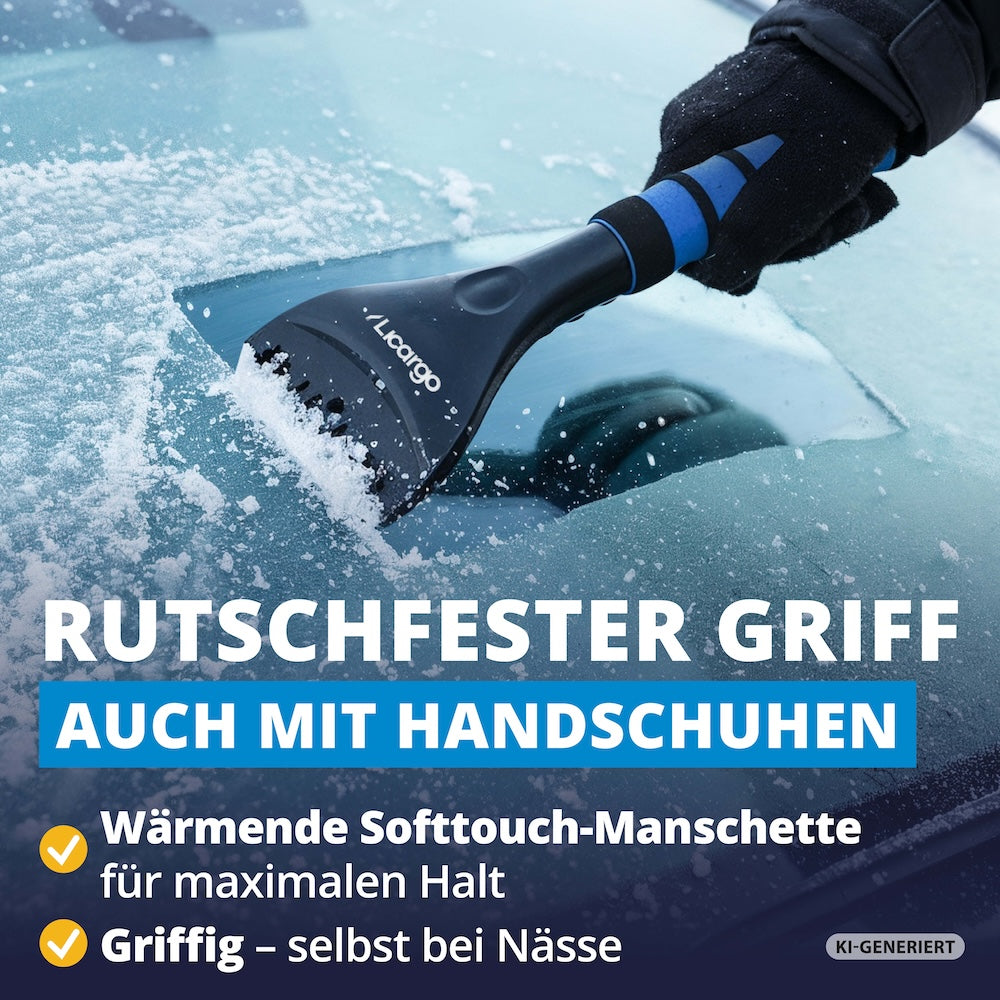 Fester Halt bei jedem Wetter=>Die Softtouch-Manschette liegt warm und sicher in der Hand – auch mit Handschuhen. So behältst Du jederzeit volle Kontrolle beim Eiskratzen.