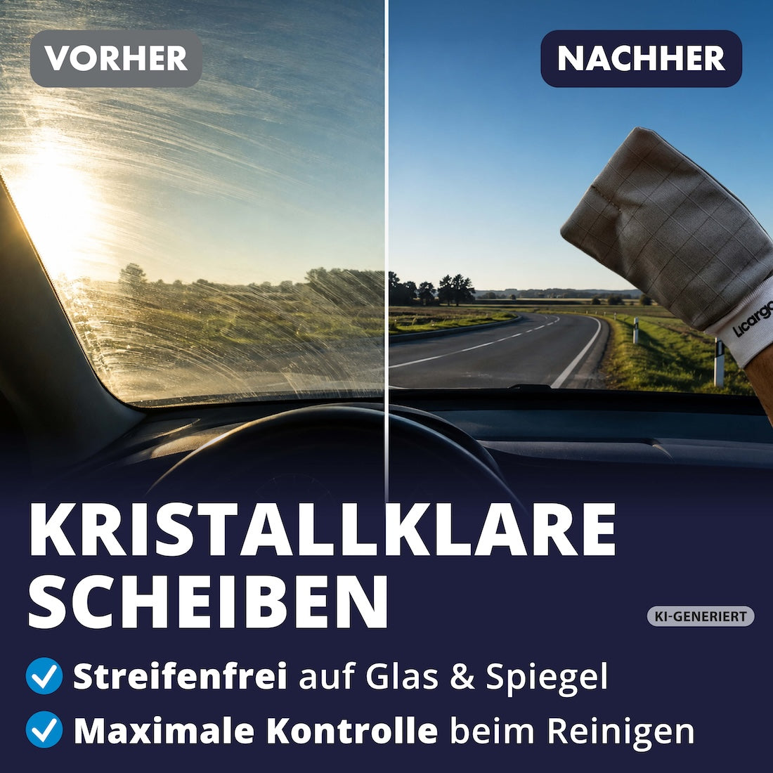 Mühelos zum Glanz=>Das Set nimmt Dir die Arbeit ab: Es entfernt eingetrockneten Schmutz im Nu und liefert klare Scheiben, auf denen keine einzige Schliere zurückbleibt.