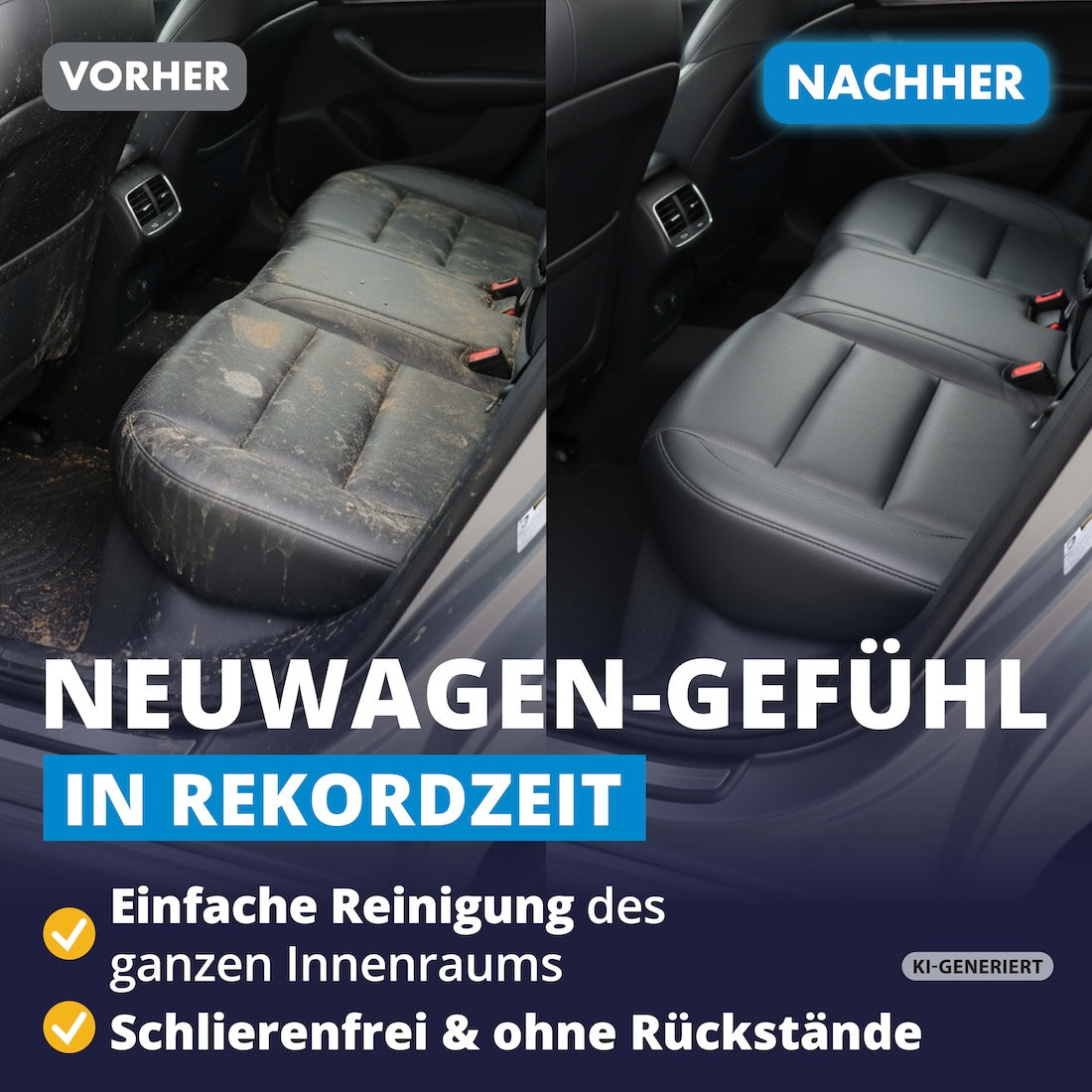 Einsteigen & wohlfühlen=>Selbst stark verschmutzte Innenräume werden in Sekunden wieder sauber – für alle Flächen geeignet, schonend zur Oberfläche und bedenkenlos in der Anwendung.
