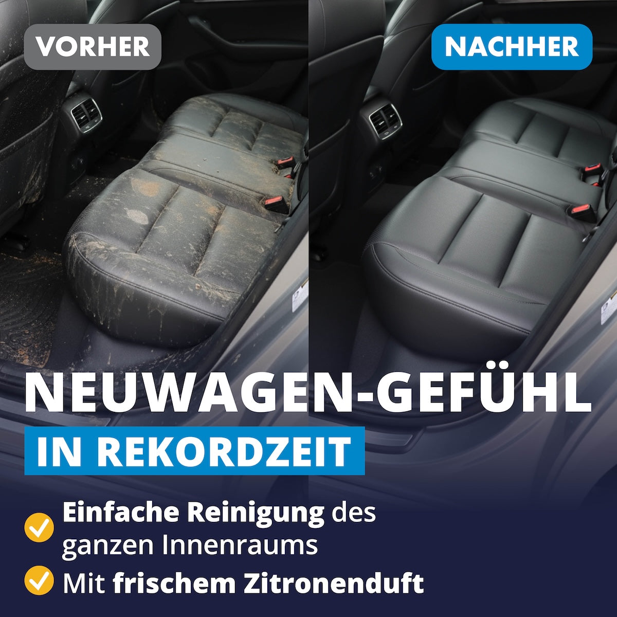 Einsteigen & wohlfühlen=>Selbst stark verschmutzte Innenräume werden in Sekunden wieder sauber – für alle Flächen geeignet, schonend zur Oberfläche und bedenkenlos in der Anwendung.
