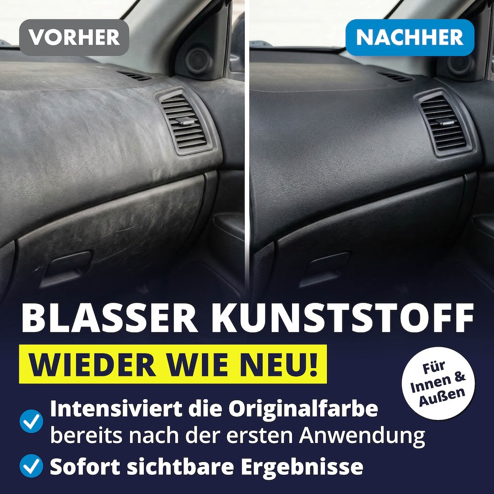 Wie neu in nur einer Anwendung=>Verleihe verblichenen Innenraumteilen ihre Originalfarbe zurück. Die intensive Formel zeigt bereits beim ersten Auftragen beeindruckende Resultate.