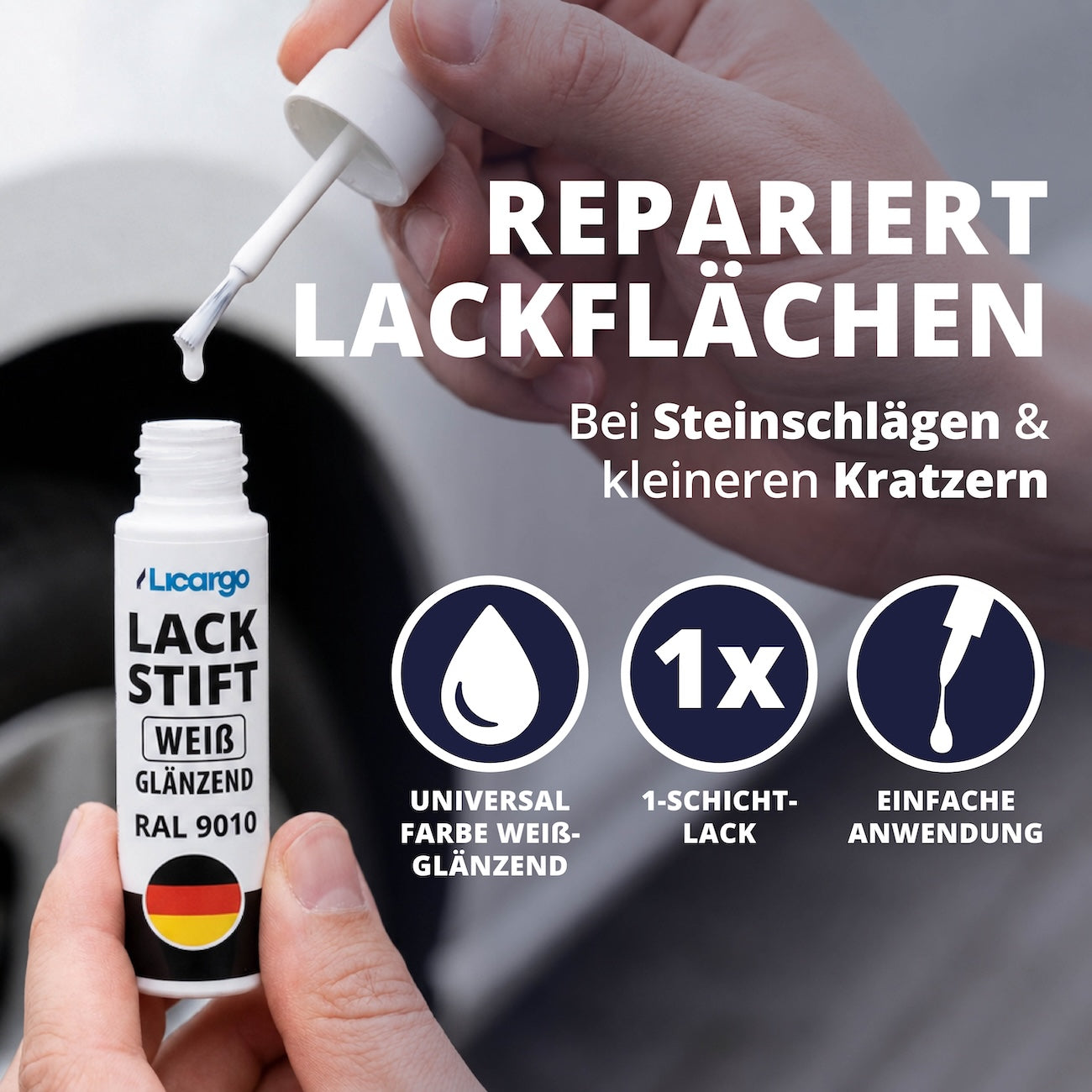 Schnell & unkompliziert=>Geeignet für Steinschläge und kleinere Kratzer – eine dünne Schicht genügt. Die Anwendung ist unkompliziert und auch ohne Vorkenntnisse möglich.