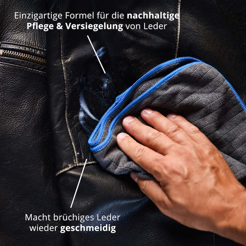 Hochwertige Inhaltsstoffe=>Sorgfältig ausgewählte Inhaltsstoffe verleihen Deinem Leder eine luxuriöse Textur, für eine Pflege, die spürbar wirkt.