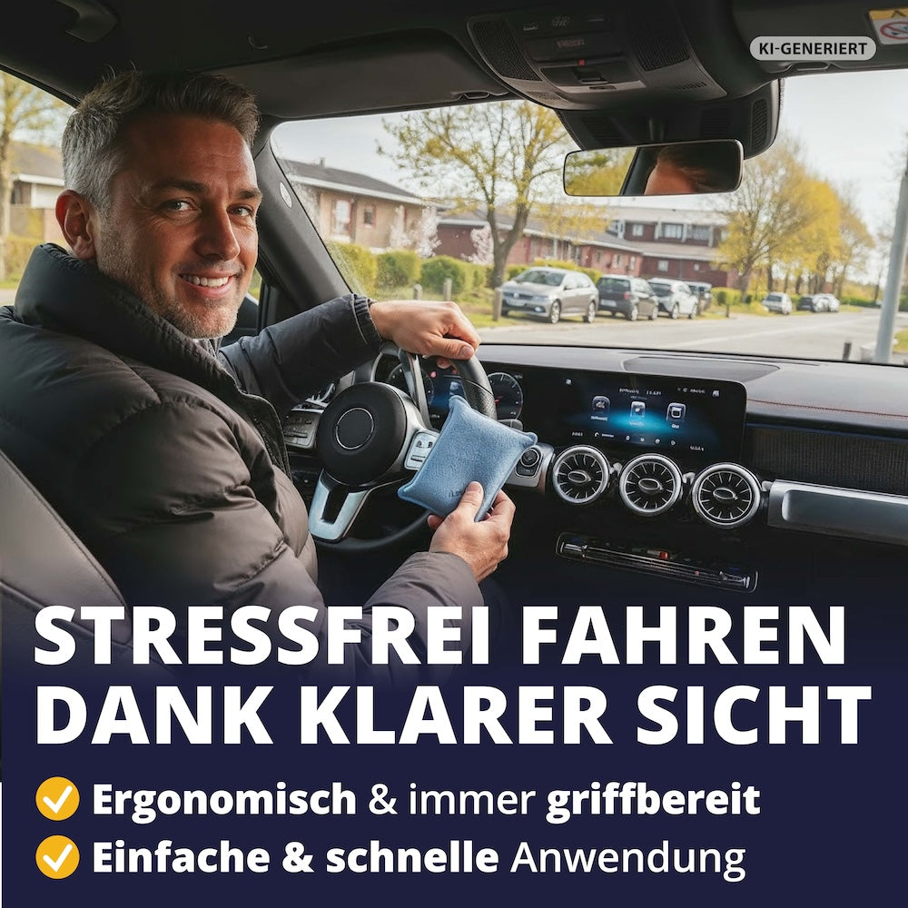 Dein Helfer im Auto=>Der ergonomische Schwamm liegt sicher in der Hand, ist kompakt gebaut und passt in jedes Handschuhfach. Immer zur Stelle für klare Sicht in Sekunden.