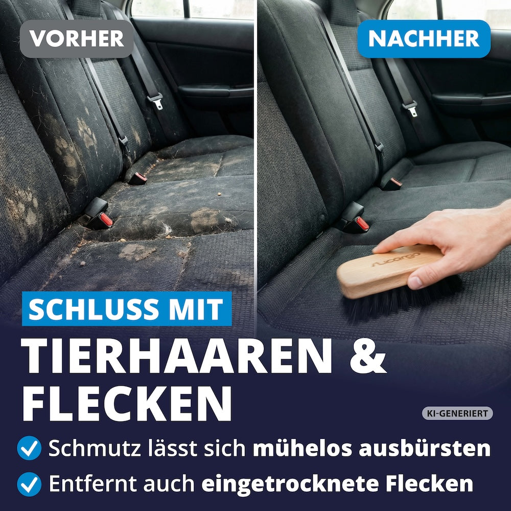 Sichtbare Reinigungsergebnisse=>Mit der Bürste lassen sich hartnäckige Verschmutzungen gezielt bearbeiten. Besonders bei Polstern, Teppichen oder Sitzen wird der Unterschied schnell sichtbar.