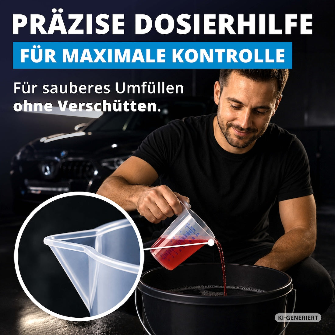 Kontrolliert eingießen=>Die präzise Ausgusstülle ermöglicht ein sauberes Umfüllen ohne unnötiges Verschütten. So dosierst du Flüssigkeiten sicher und mit voller Kontrolle.