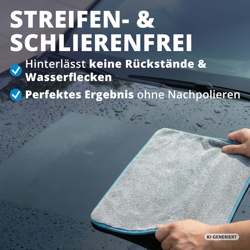 Wie frisch aus der Aufbereitung=>Einfach trockenwischen und fertig – ganz ohne mühsames Nachpolieren. Das Resultat ist ein makelloses Finish auf Anhieb.