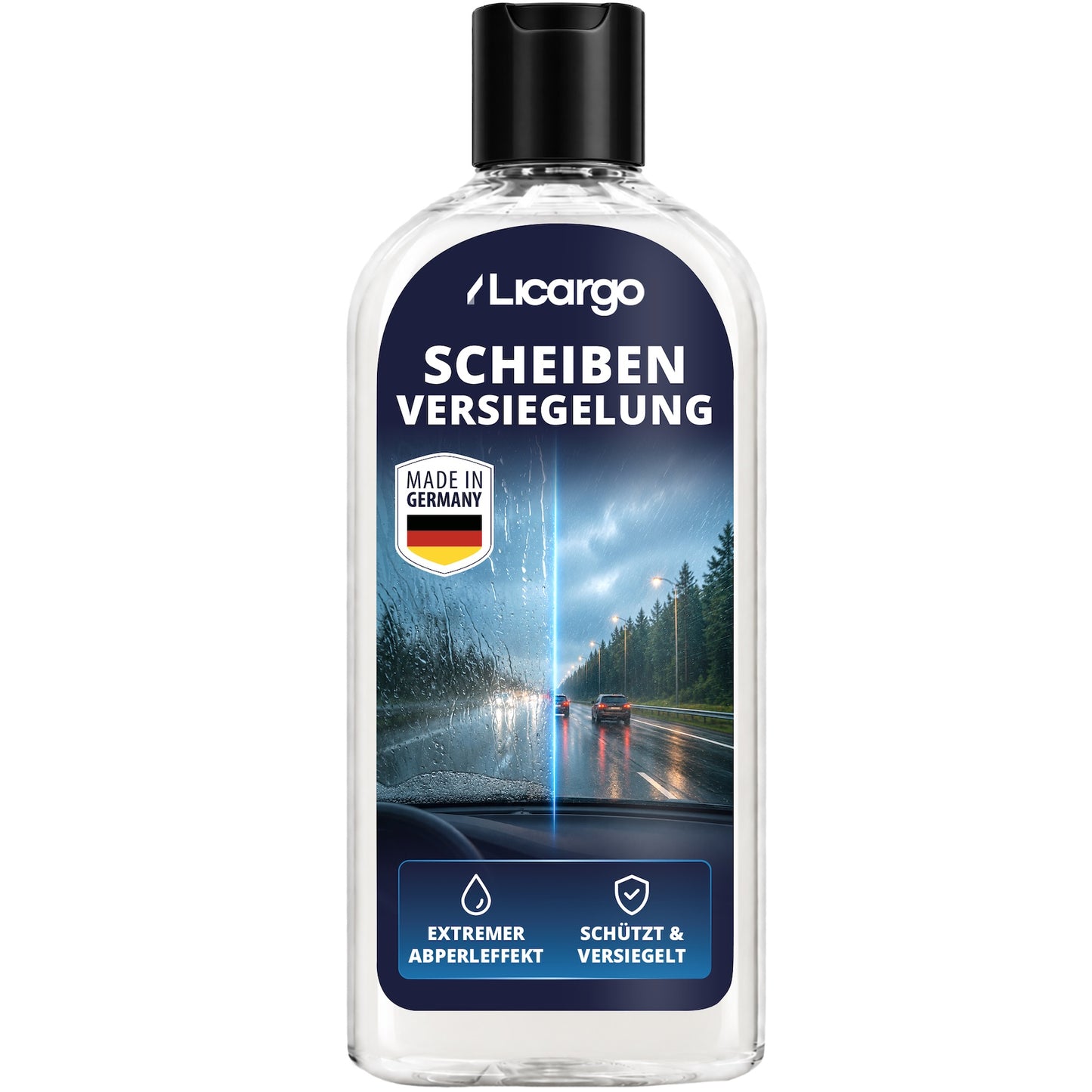 Für maximale Klarheit=>Unsere Scheibenversiegelung sorgt für einen sofortigen Abperleffekt und verbessert die Sicht zuverlässig bei schlechtem Wetter wie Regen & Schnee.