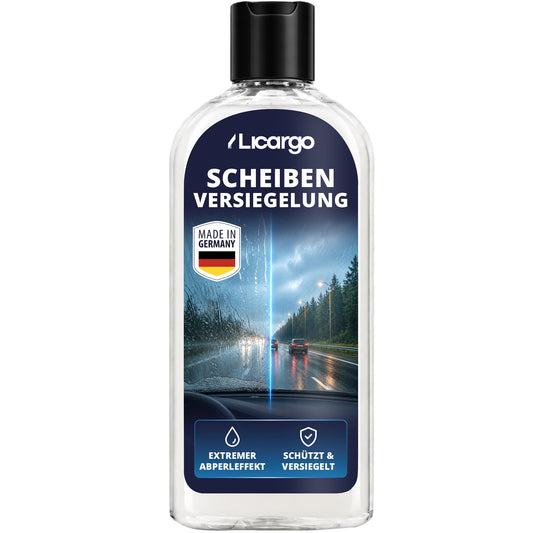 Für maximale Klarheit=>Unsere Scheibenversiegelung sorgt für einen sofortigen Abperleffekt und verbessert die Sicht zuverlässig bei schlechtem Wetter wie Regen & Schnee.