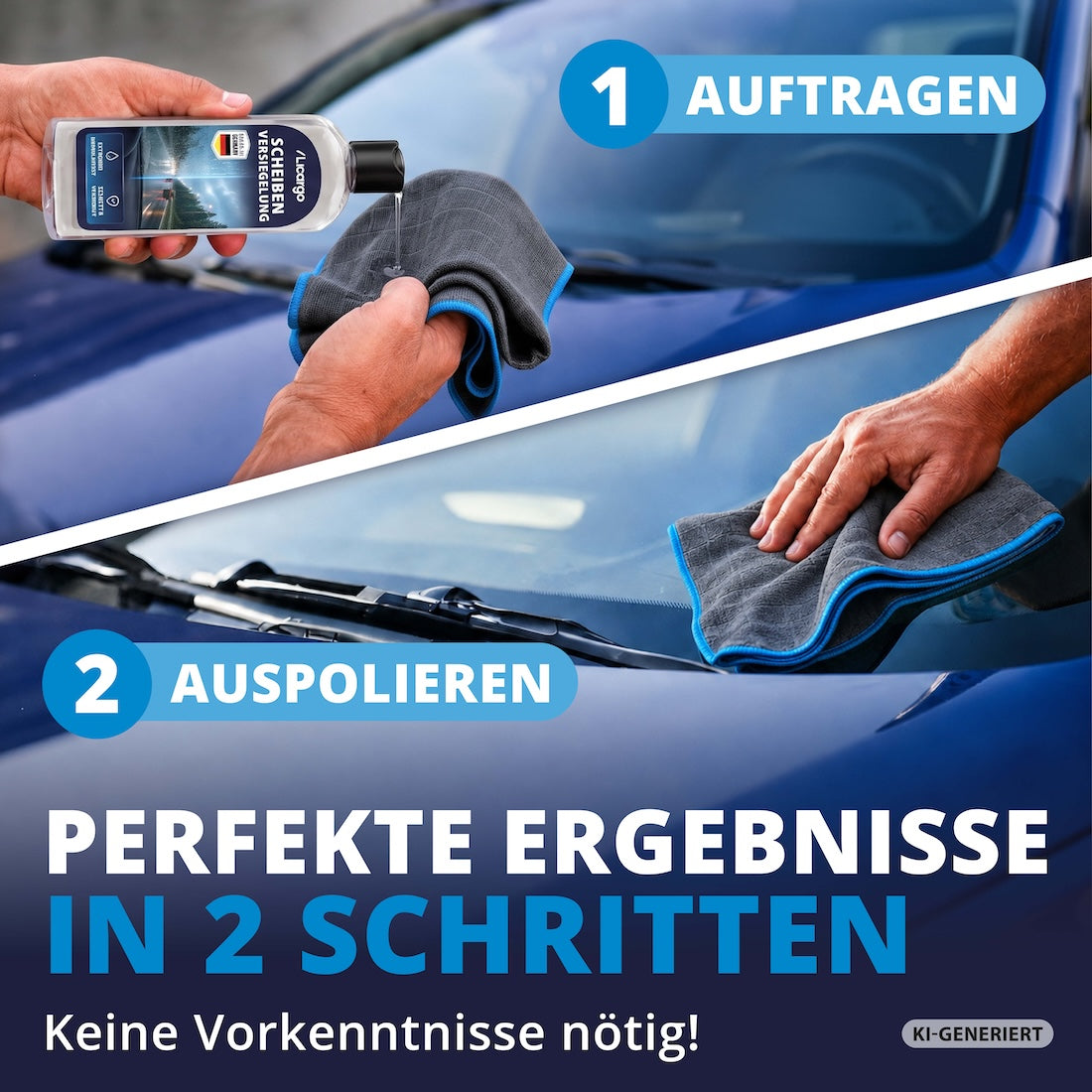 Profi-Ergebnisse=>Einfach mit einem Mikrofasertuch auf die gewünschte Fläche in kreisenden Bewegungen auftragen und anschließend mit einem leicht angefeuchteten Tuch nachwischen.