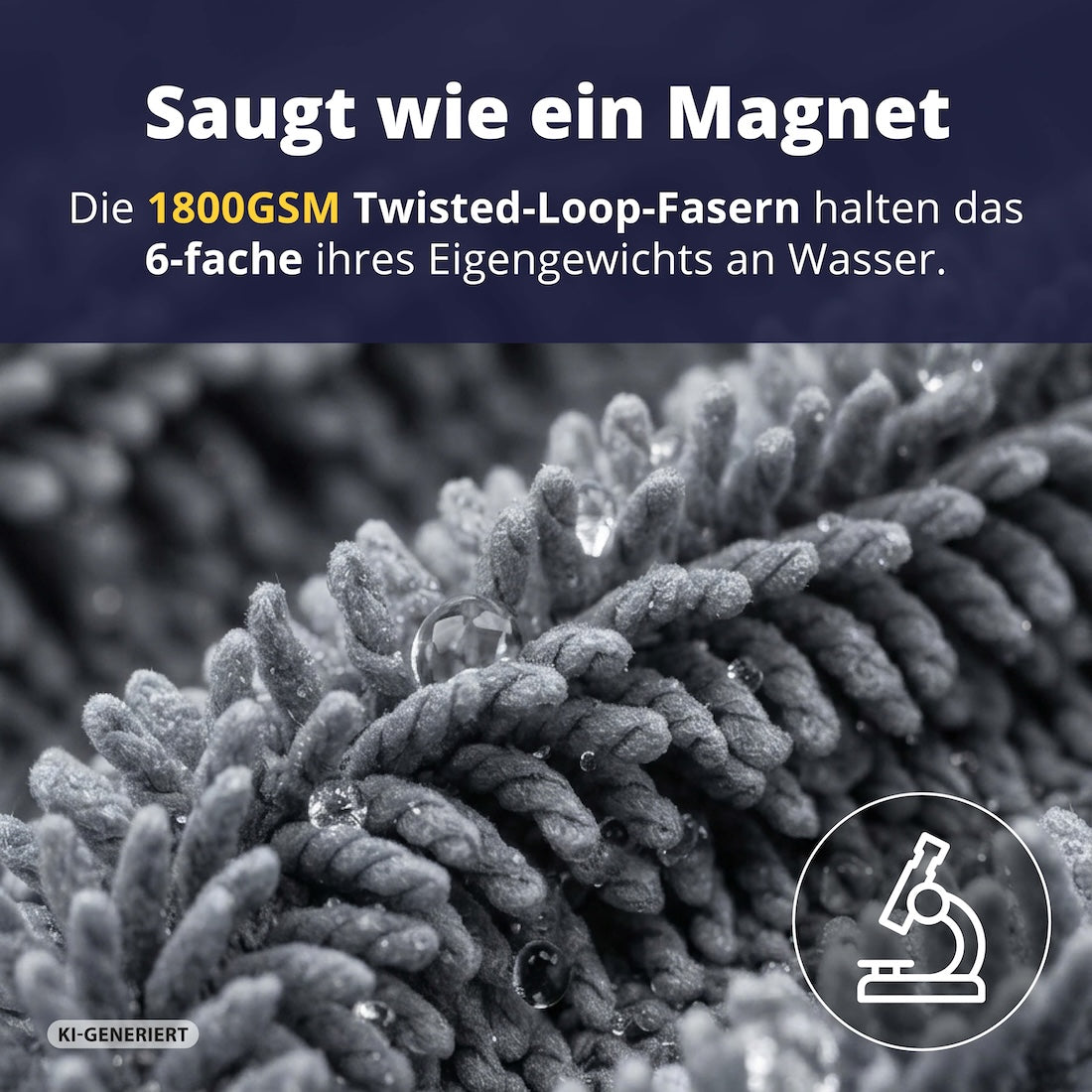 Kratzfreies Twisted-Loop-Gewebe=>Aus 88% Polyester und 12% Polyamid gleitet das Tuch sanft über empfindliche Oberflächen und schont den Lack zuverlässig.