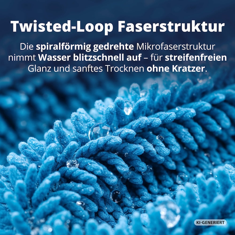 Extreme Saugkraft=>Mit einer enormen Kapazität von 1,5 Litern bewältigt dieses Tuch spielend große Wassermengen. Einmal drüberziehen genügt für eine makellose, trockene Oberfläche am ganzen Fahrzeug.