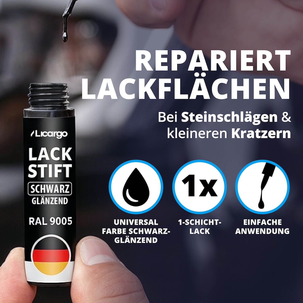 Schnell & unkompliziert=>Geeignet für Steinschläge und kleinere Kratzer – eine dünne Schicht genügt. Die Anwendung ist unkompliziert und auch ohne Vorkenntnisse möglich.