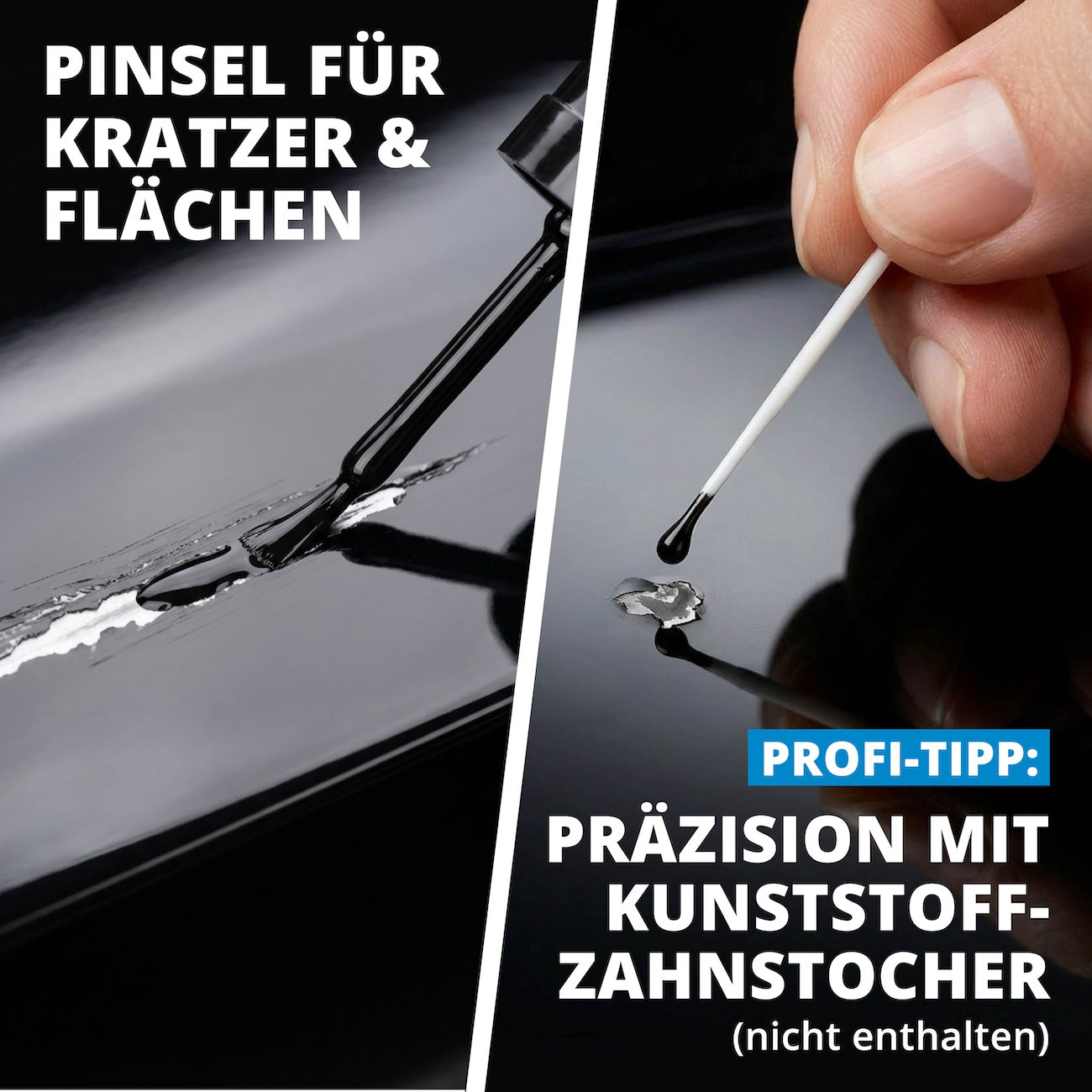Präzision für Kratzer & Flächen=>Der integrierte Pinsel ermöglicht kontrolliertes Arbeiten, selbst an feinen Schadstellen. Für saubere Ergebnisse ohne Verlaufen oder Kleckern.